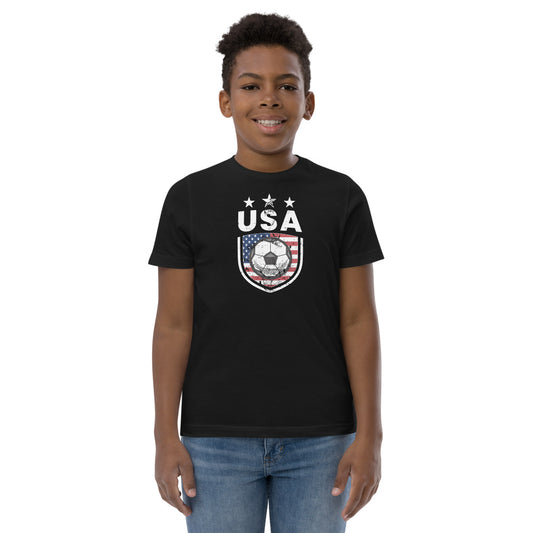 Retro USA Soccer Team Football Fan Country American Flag Youth Jersey T-Shirt