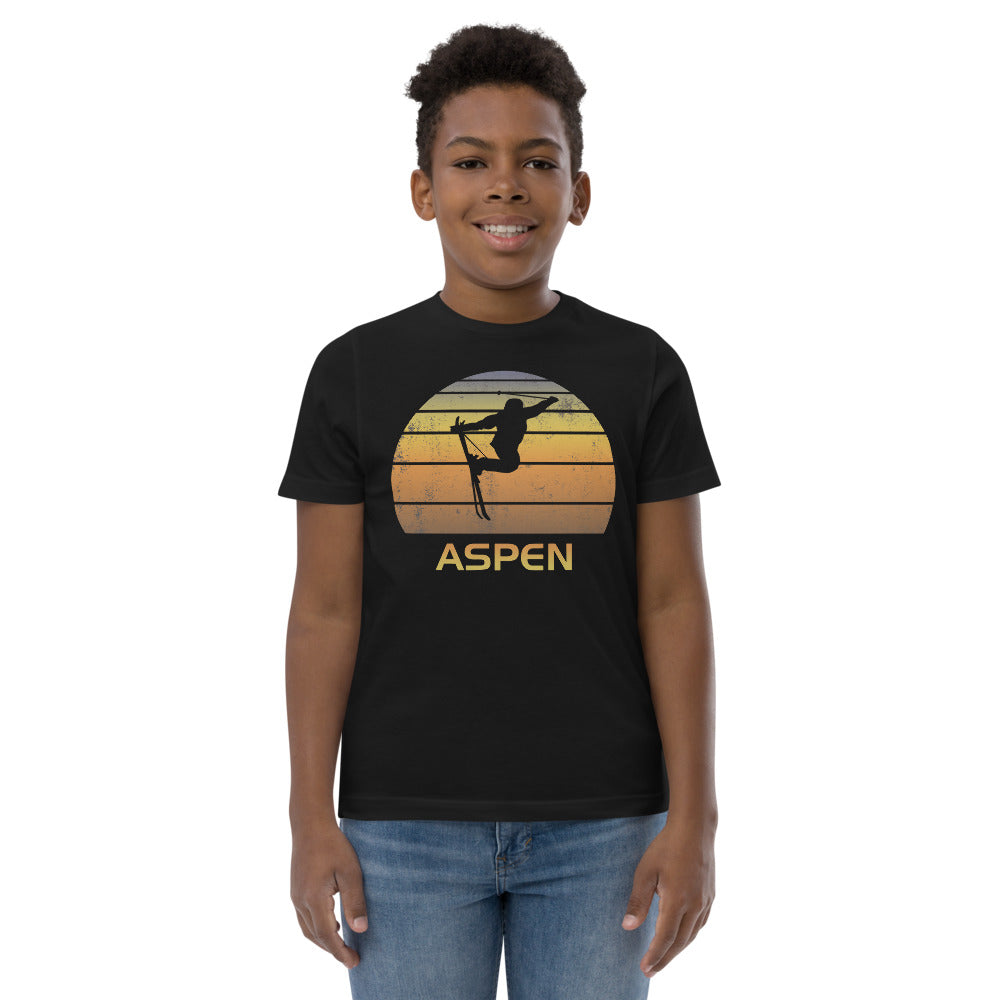 Cool Retro Aspen Colorado Skiing Ski Fan Youth Jersey T-Shirt