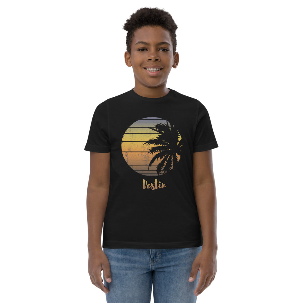 Retro Destin Florida Beach Palm Tree Vacation Souvenir Youth Jersey T-Shirt