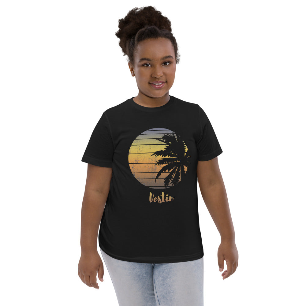 Retro Destin Florida Beach Palm Tree Vacation Souvenir Youth Jersey T-Shirt