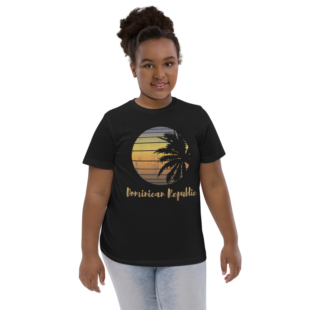 Retro Dominican Republic  Beach Palm Tree Vacation Souvenir Youth Jersey T-Shirt