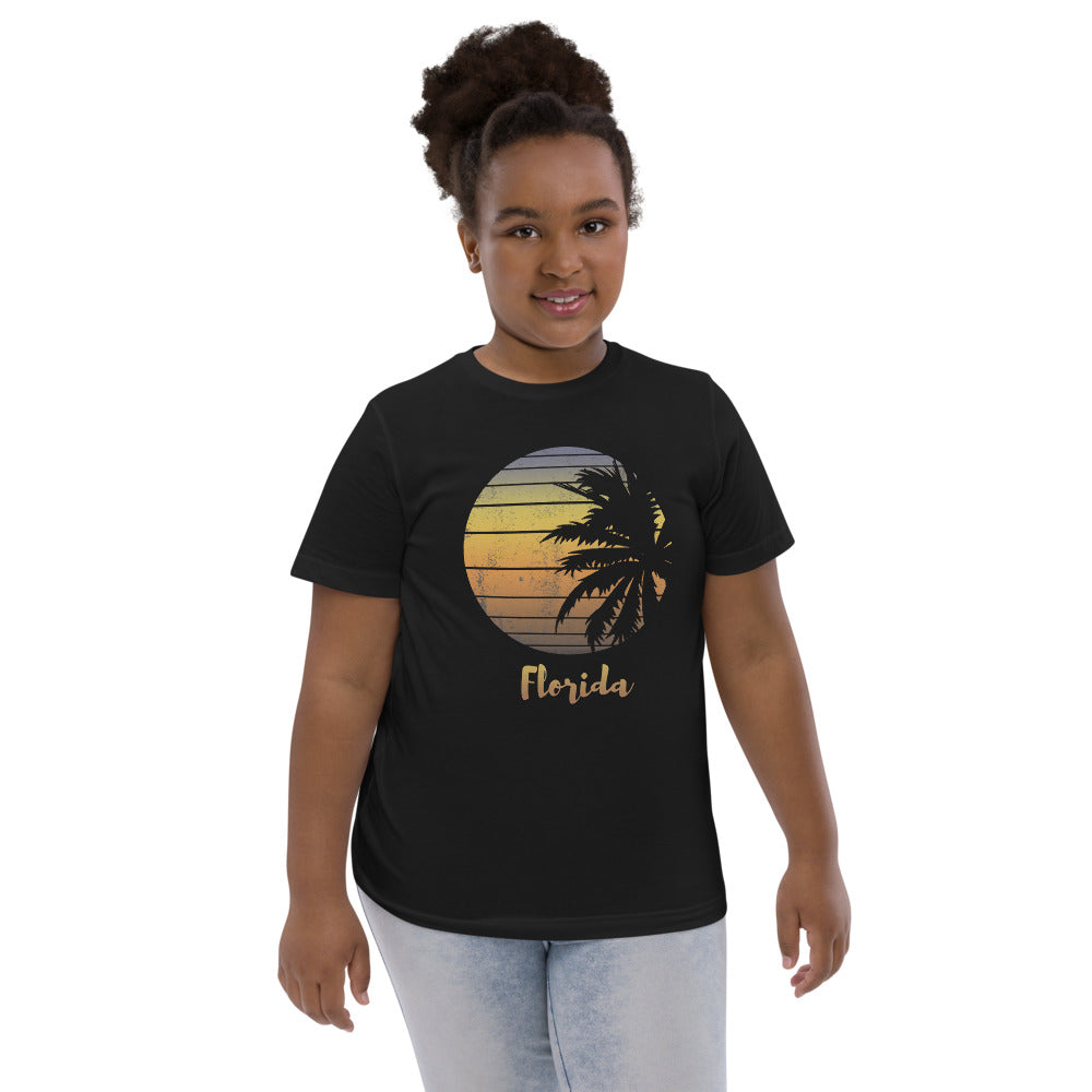 Retro Florida Beach Palm Tree Vacation Souvenir Youth Jersey T-Shirt