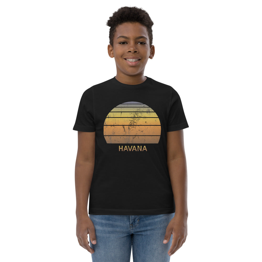 Retro Havana Cuba  Beach Vacation Souvenir Youth Jersey T-Shirt