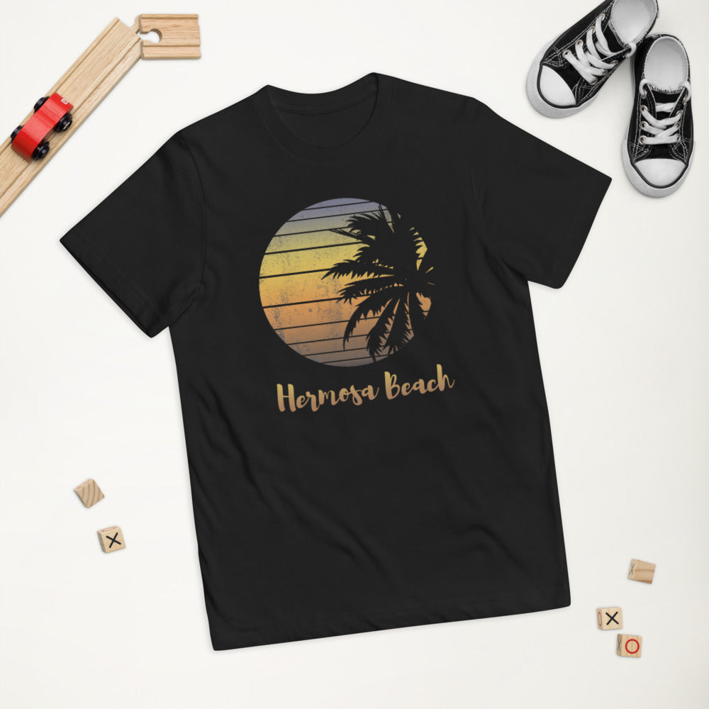 Retro Hermosa Beach California Cool Vacation Souvenir Palm Tree Youth Jersey T-Shirt