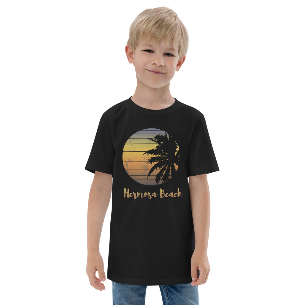 Retro Hermosa Beach California Cool Vacation Souvenir Palm Tree Youth Jersey T-Shirt