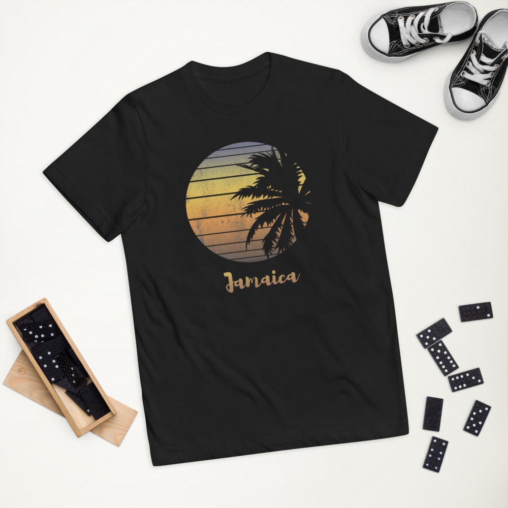 Retro Jamaica  Beach Palm Tree Vacation Souvenir Youth Jersey T-Shirt