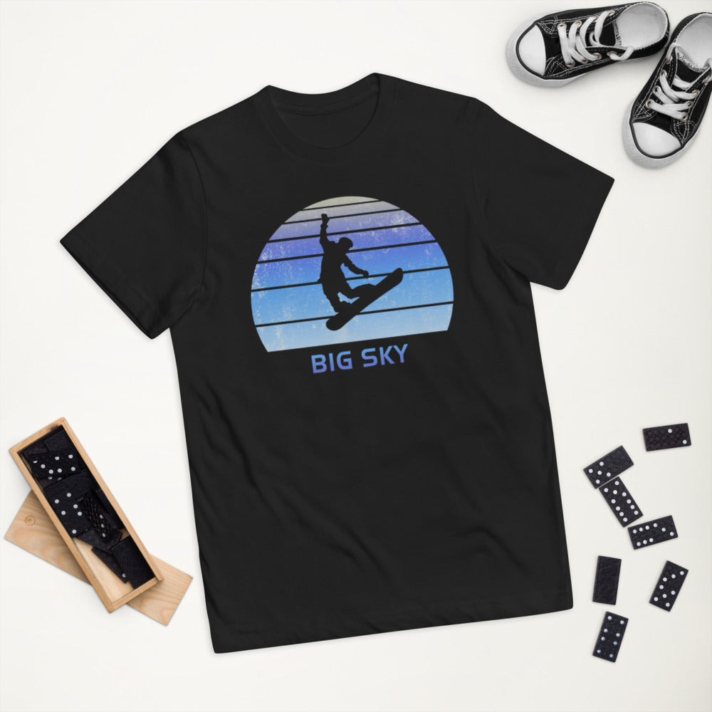 Retro Big Sky Montana Snowboarding Fan Youth Jersey T-Shirt