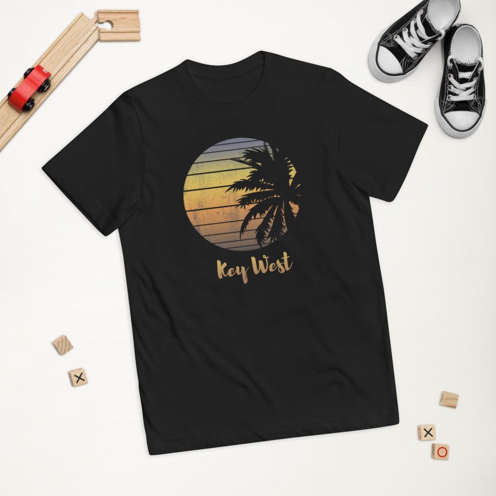 Retro Key West Florida Beach Palm Tree Vacation Souvenir Youth Jersey T-Shirt