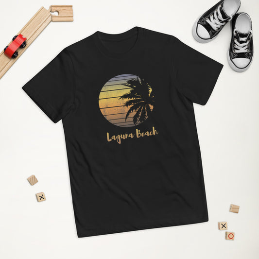 Retro Laguna Beach California Vacation Souvenir Palm Tree Youth Jersey T-Shirt