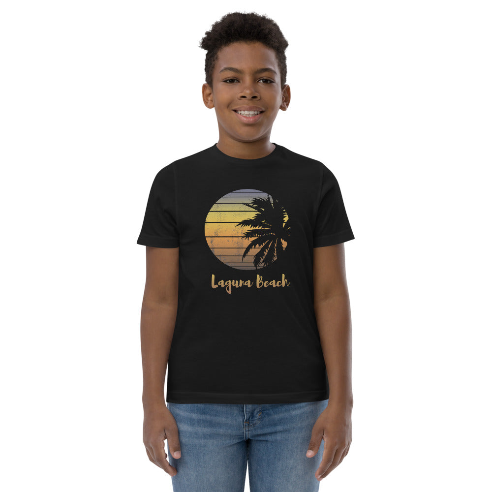 Retro Laguna Beach California Vacation Souvenir Palm Tree Youth Jersey T-Shirt