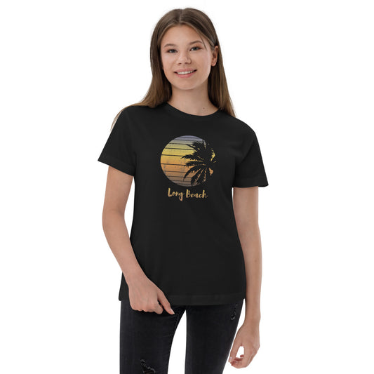 Retro Long Beach California Vacation Souvenir Palm Tree Youth Jersey T-Shirt