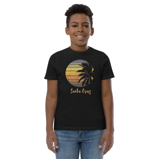 Retro Santa Cruz California Beach Vacation Souvenir Palm Tree Youth Jersey T-Shirt