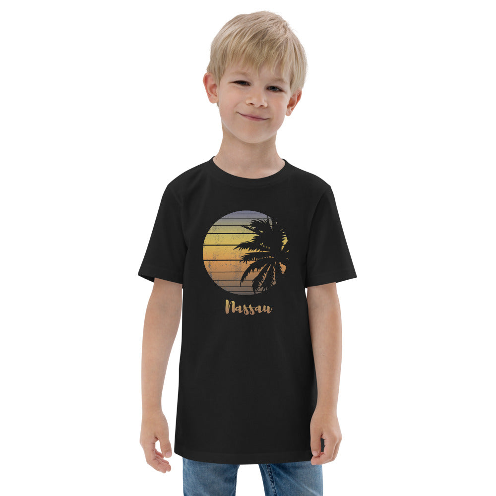 Retro Nassau Bahamas  Beach Palm Tree Vacation Souvenir Youth Jersey T-Shirt