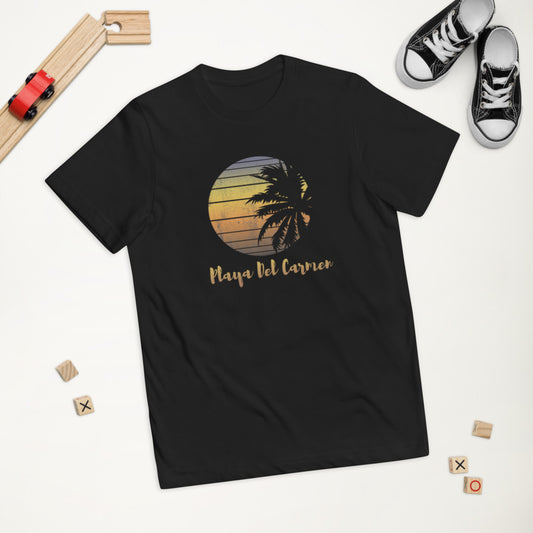 Retro Playa Del Carmen Mexico Beach Family Vacation Souvenir Palm Tree Youth Jersey T-Shirt