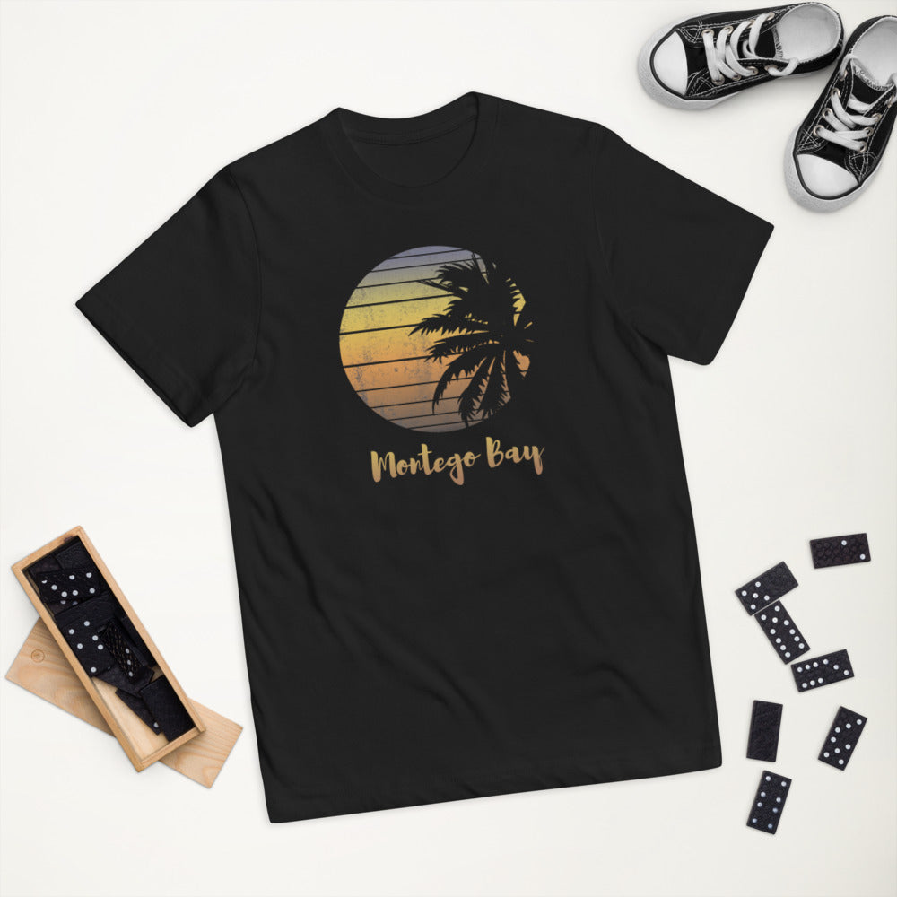 Retro Montego Bay Jamaica  Beach Palm Tree Vacation Souvenir Youth Jersey T-Shirt