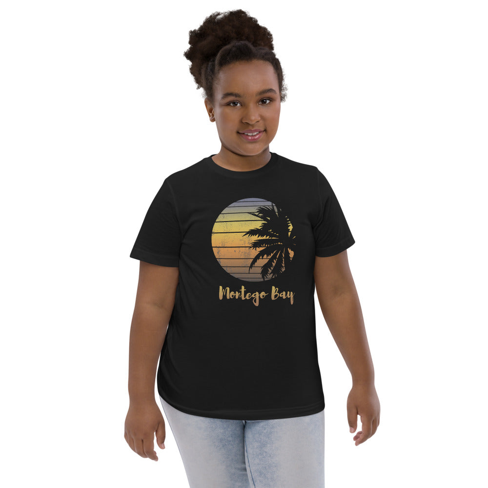 Retro Montego Bay Jamaica  Beach Palm Tree Vacation Souvenir Youth Jersey T-Shirt