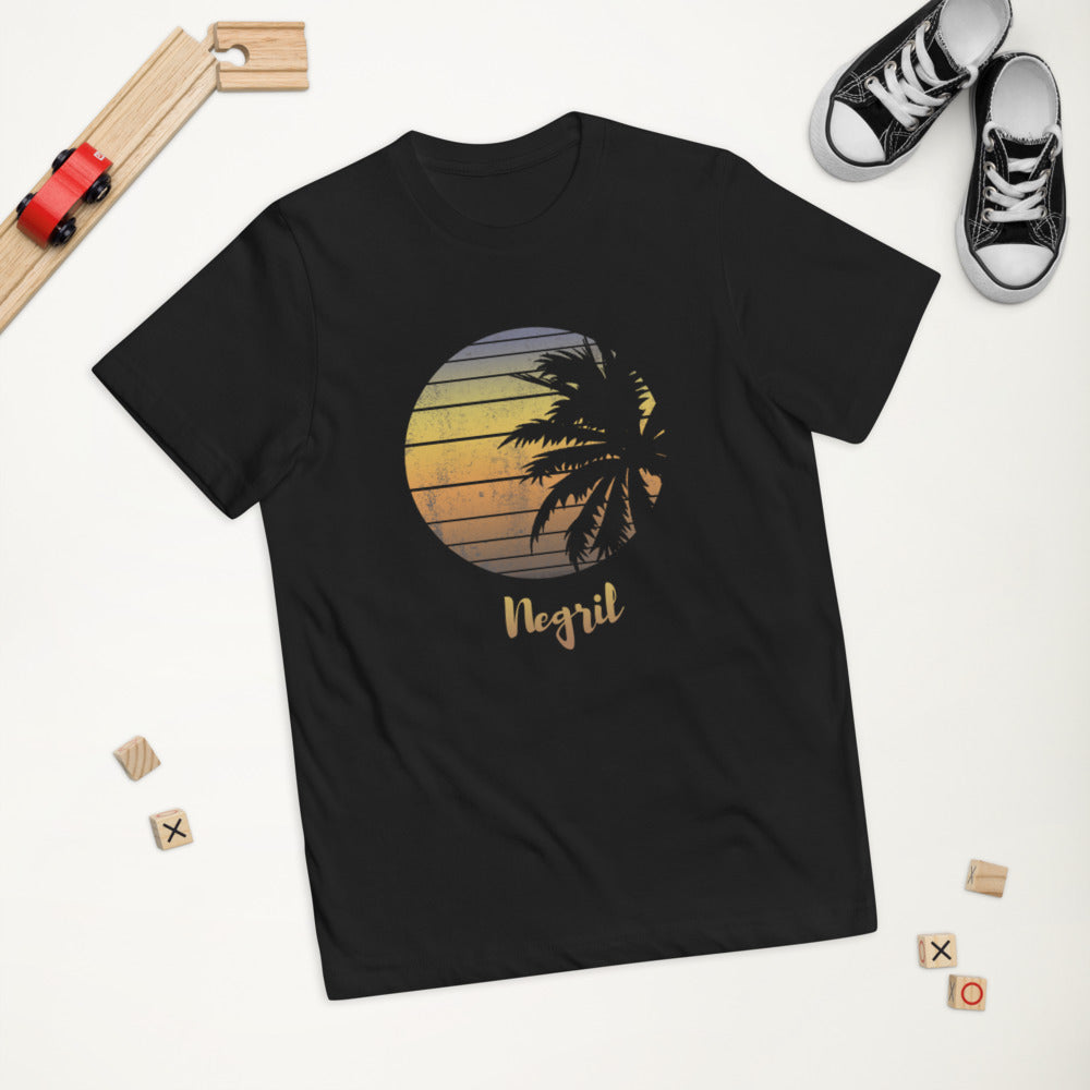 Retro Negril Jamaica  Beach Palm Tree Vacation Souvenir Youth Jersey T-Shirt