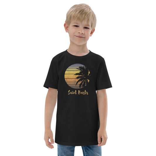 Retro Saint Barts Beach Palm Tree Vacation Souvenir Youth Jersey T-Shirt
