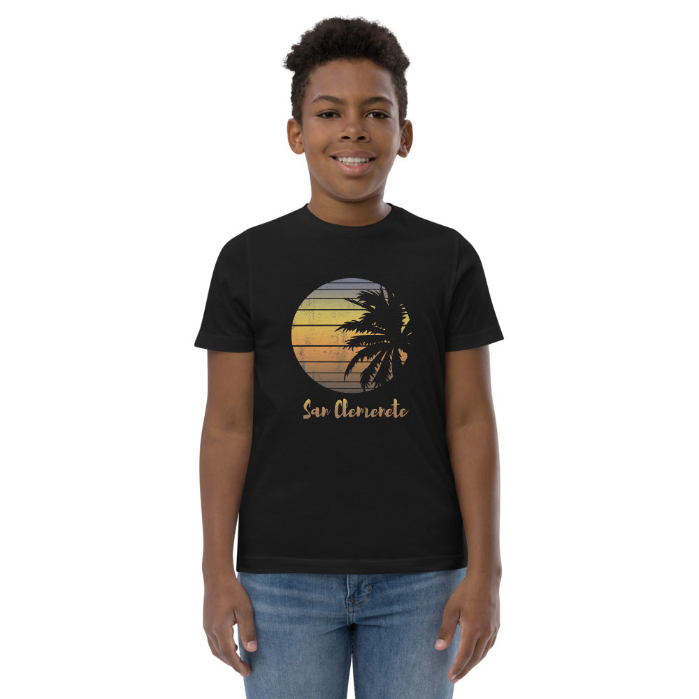 Retro San Clemente California Beach Vacation Souvenir Palm Tree Youth Jersey T-Shirt