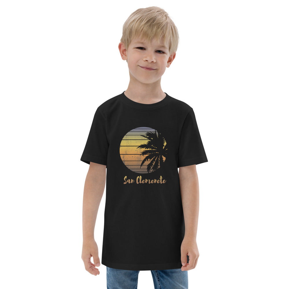 Retro San Clemente California Beach Vacation Souvenir Palm Tree Youth Jersey T-Shirt