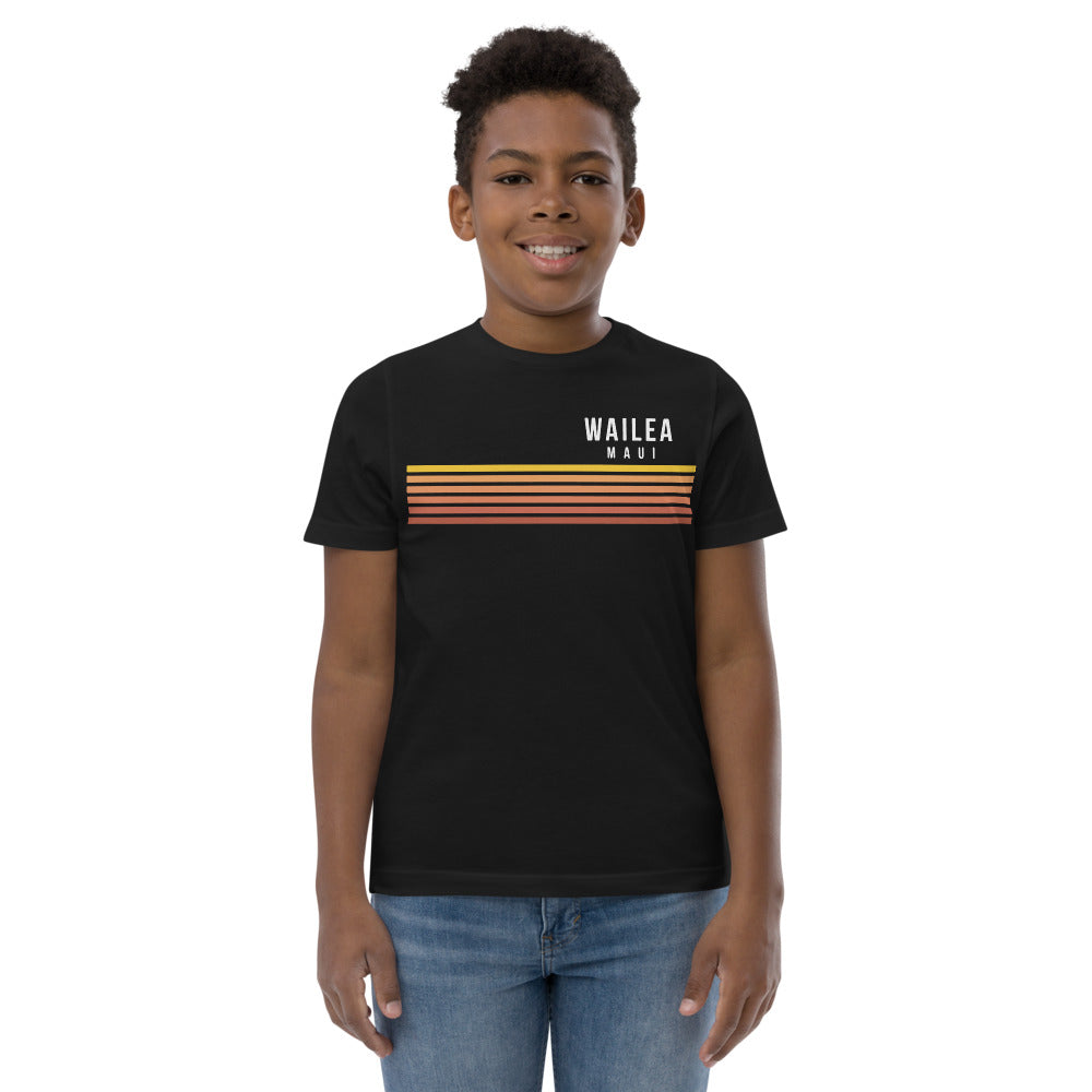 Retro Wailea Maui Hawaii Vacation Stripes Youth Jersey T-Shirt