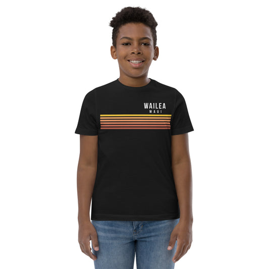 Retro Wailea Maui Hawaii Vacation Stripes Youth Jersey T-Shirt