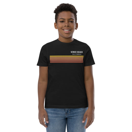 Retro Venice Beach California Vacation Stripes Youth Jersey T-Shirt