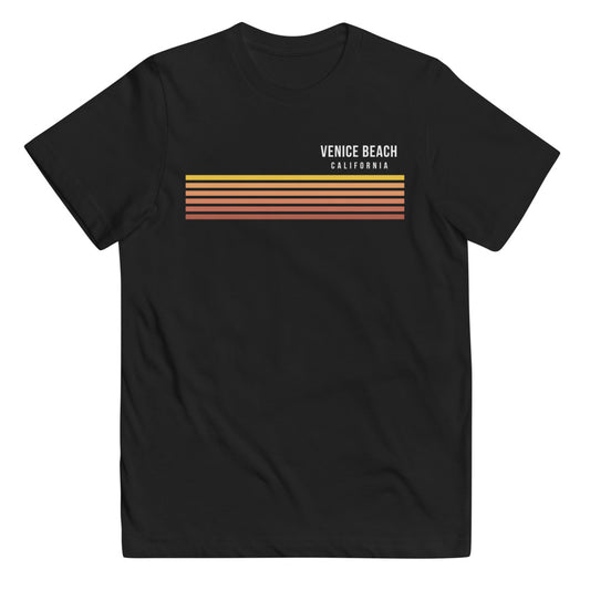 Retro Venice Beach California Vacation Stripes Youth Jersey T-Shirt