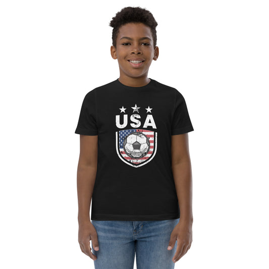 Retro USA Soccer Team Football Fan Country American Flag Youth Jersey T-Shirt