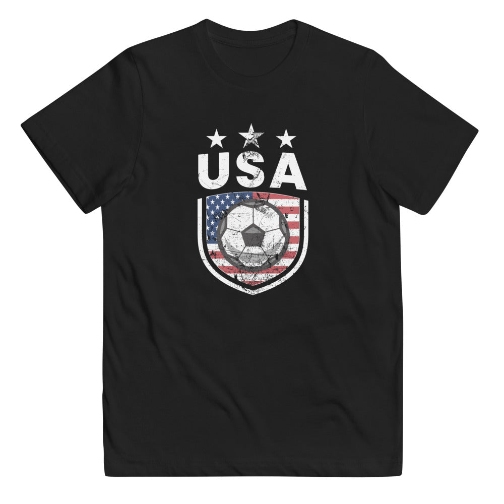 Retro USA Soccer Team Football Fan Country American Flag Youth Jersey T-Shirt