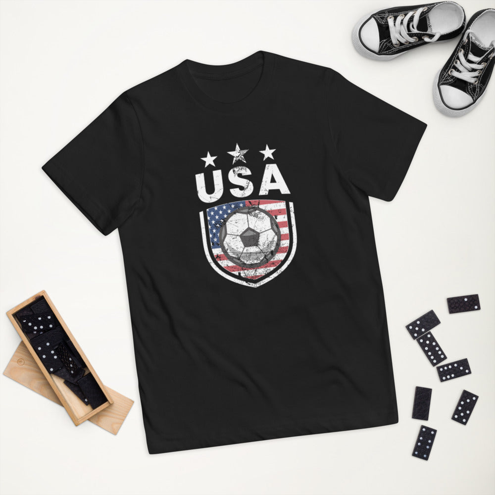 Retro USA Soccer Team Football Fan Country American Flag Youth Jersey T-Shirt