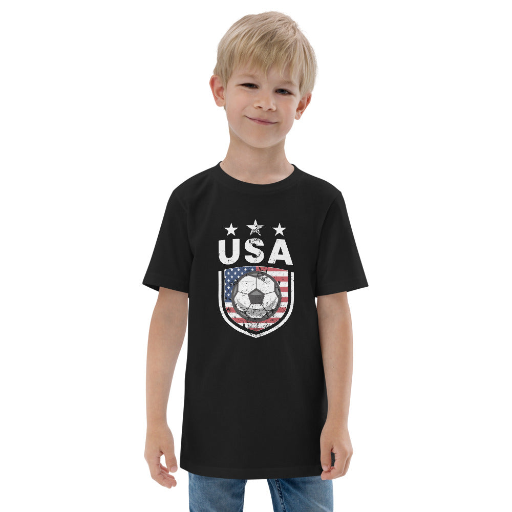 Retro USA Soccer Team Football Fan Country American Flag Youth Jersey T-Shirt