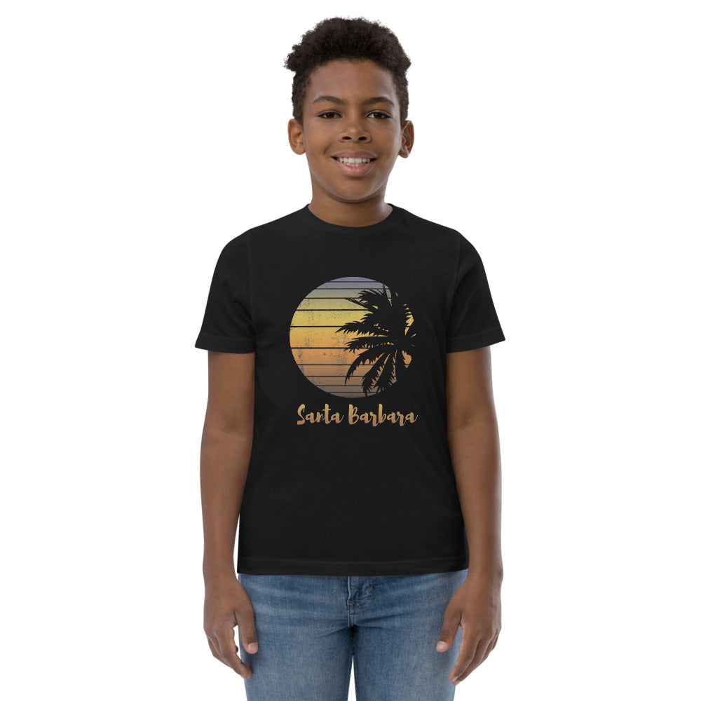 Retro Santa Barbara California Beach Vacation Souvenir Palm Tree Youth Jersey T-Shirt