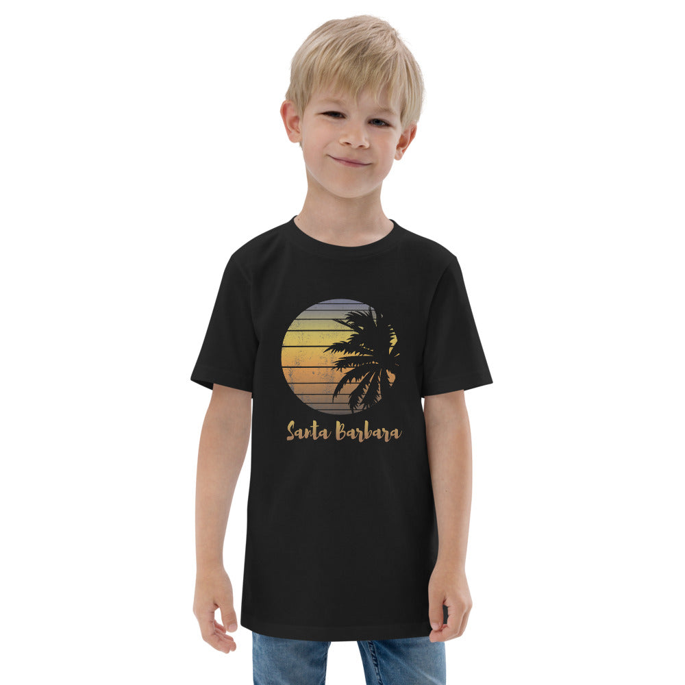 Retro Santa Barbara California Beach Vacation Souvenir Palm Tree Youth Jersey T-Shirt