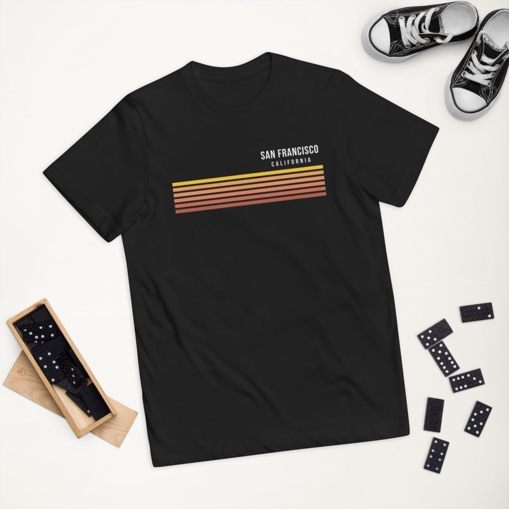 Retro San Francisco California Vacation Stripes Youth Jersey T-Shirt