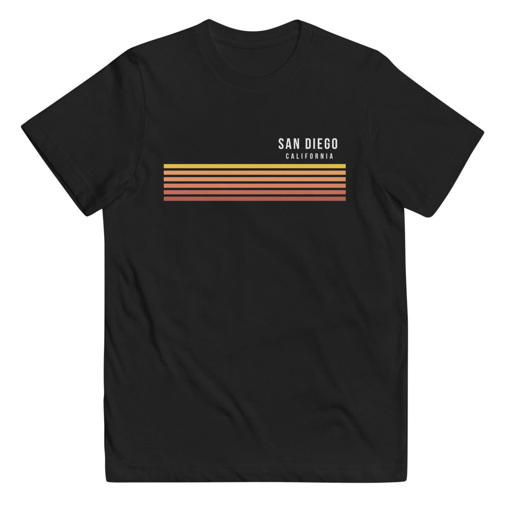 Retro San Diego California Vacation Stripes Youth Jersey T-Shirt