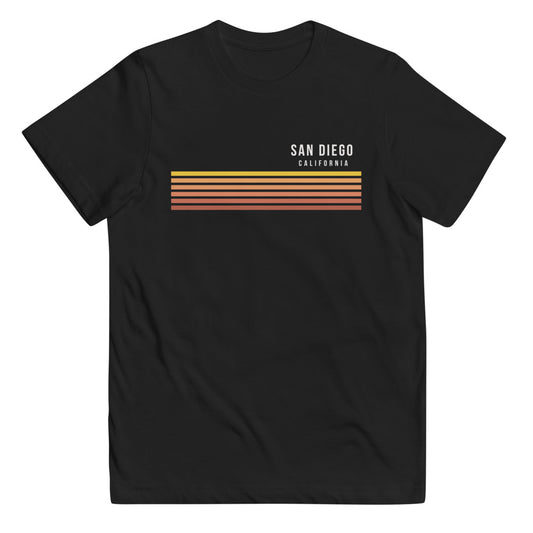 Retro San Diego California Vacation Stripes Youth Jersey T-Shirt