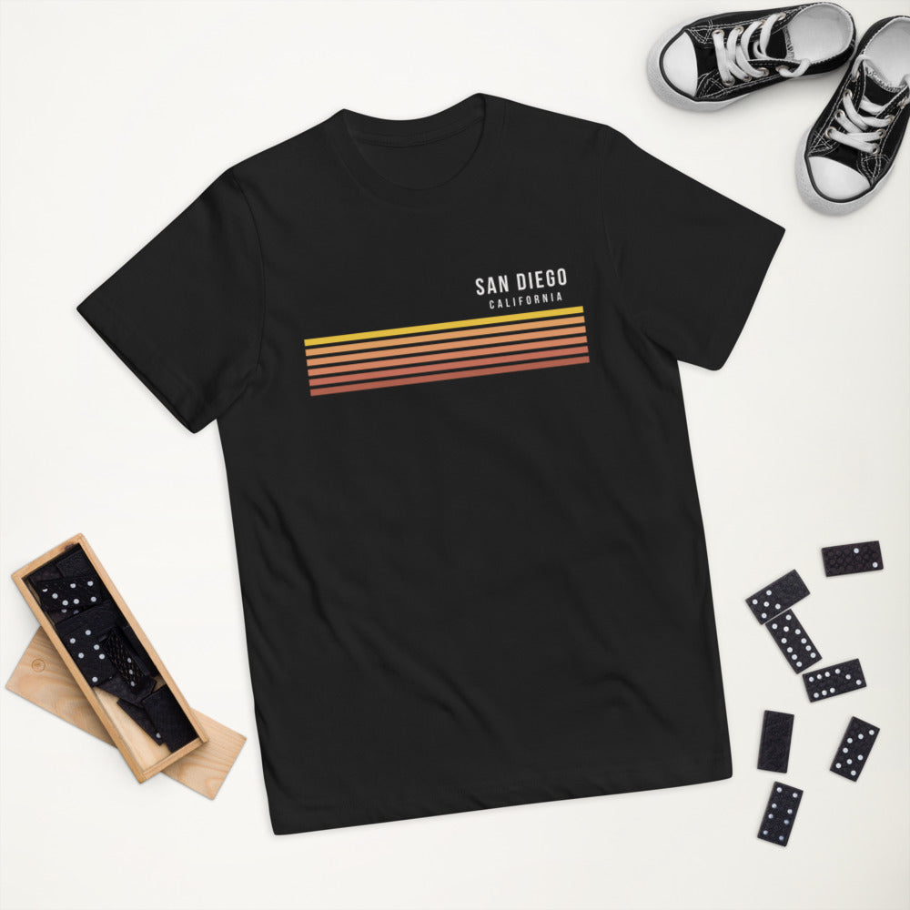 Retro San Diego California Vacation Stripes Youth Jersey T-Shirt