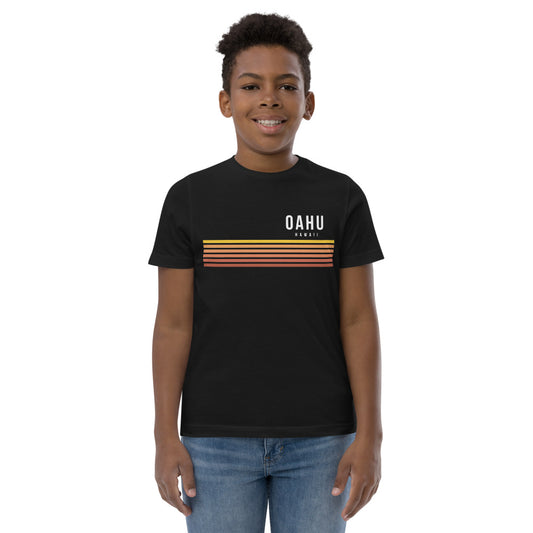 Retro Oahu Hawaii Vacation Stripes Youth Jersey T-Shirt