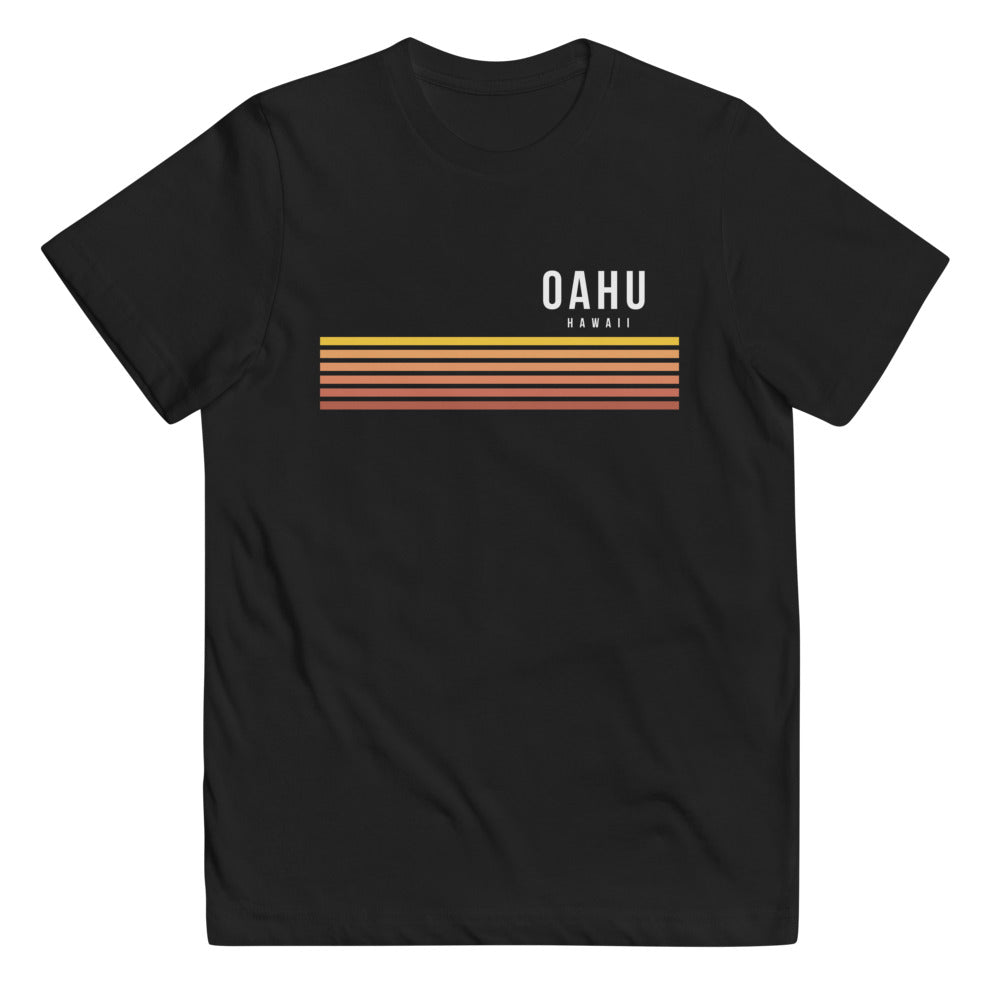 Retro Oahu Hawaii Vacation Stripes Youth Jersey T-Shirt