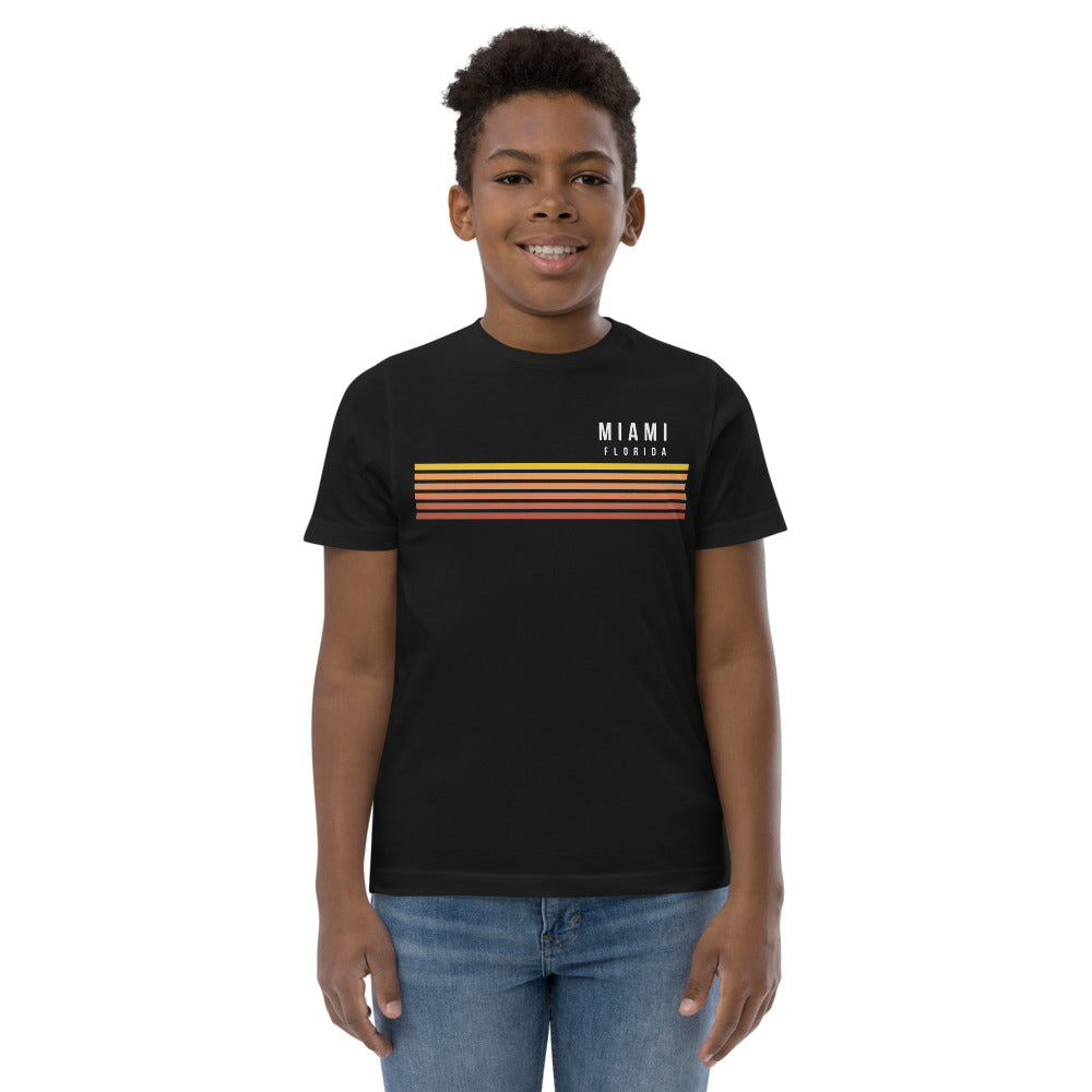 Retro Miami Florida Vacation Stripes Youth Jersey T-Shirt