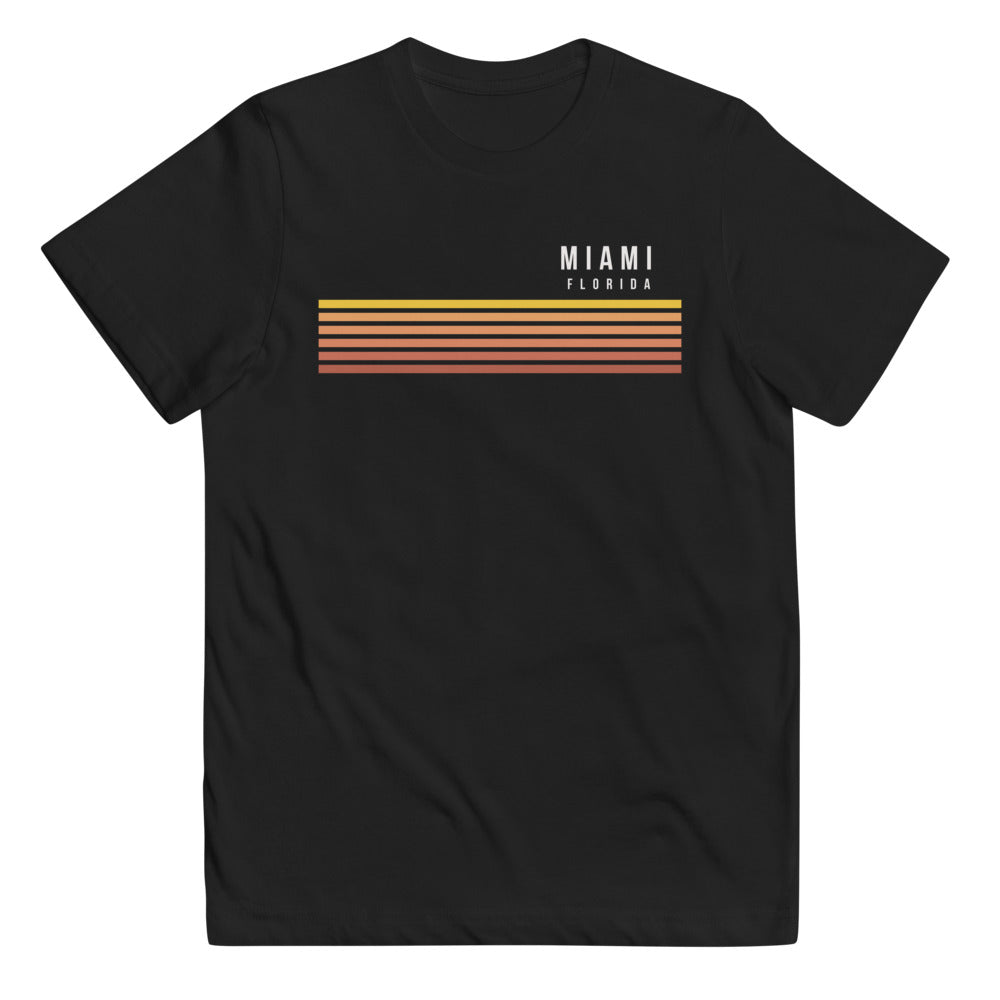 Retro Miami Florida Vacation Stripes Youth Jersey T-Shirt