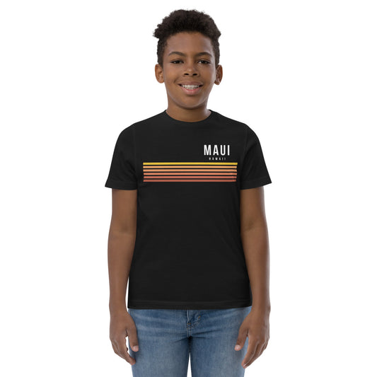 Retro Maui Hawaii Vacation Stripes Youth Jersey T-Shirt