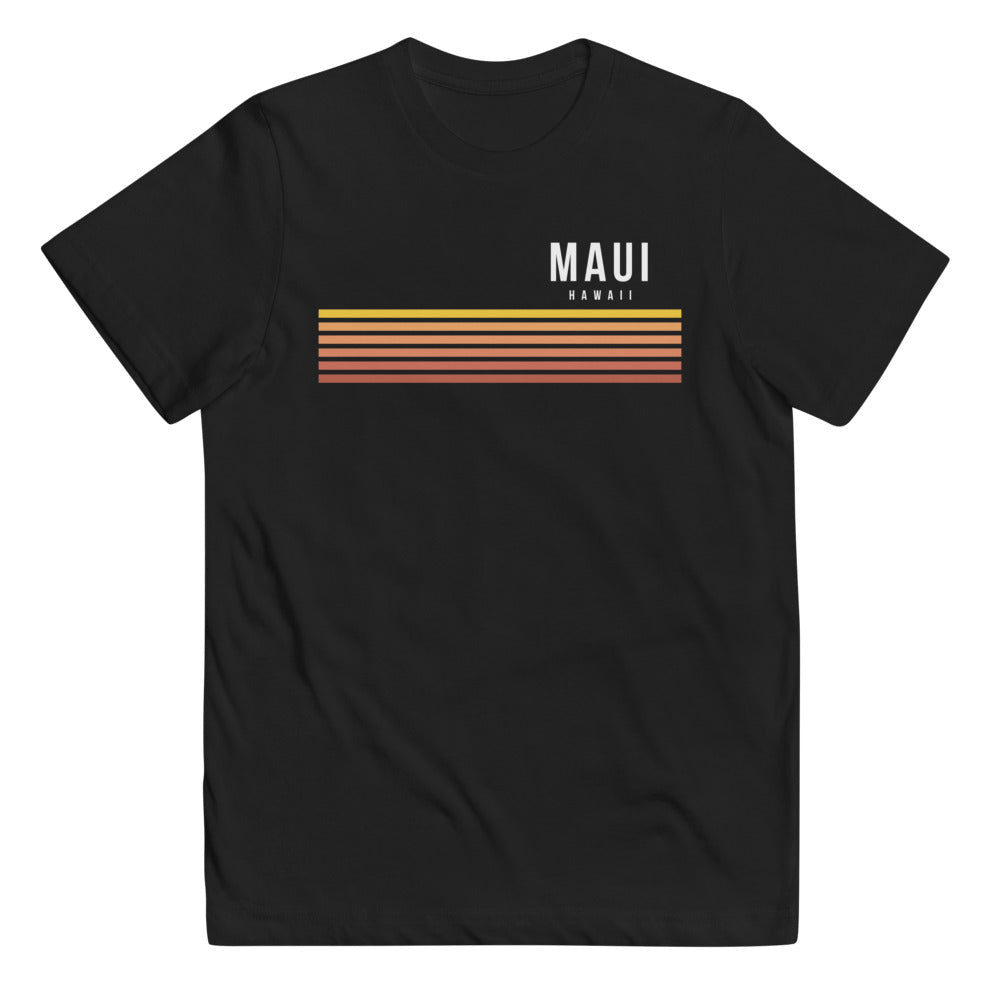 Retro Maui Hawaii Vacation Stripes Youth Jersey T-Shirt