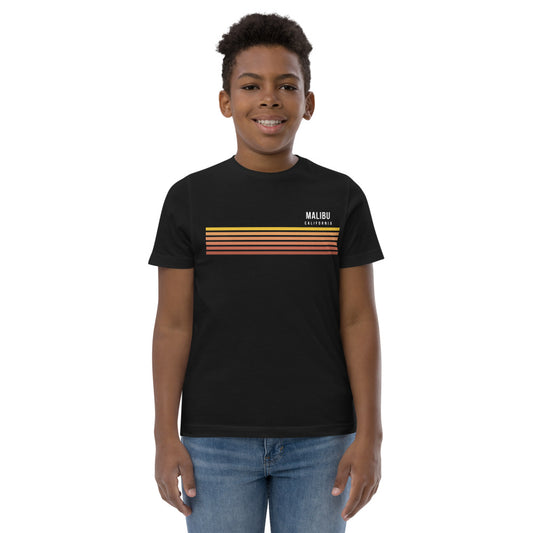 Retro Malibu California Vacation Stripes Youth Jersey T-Shirt