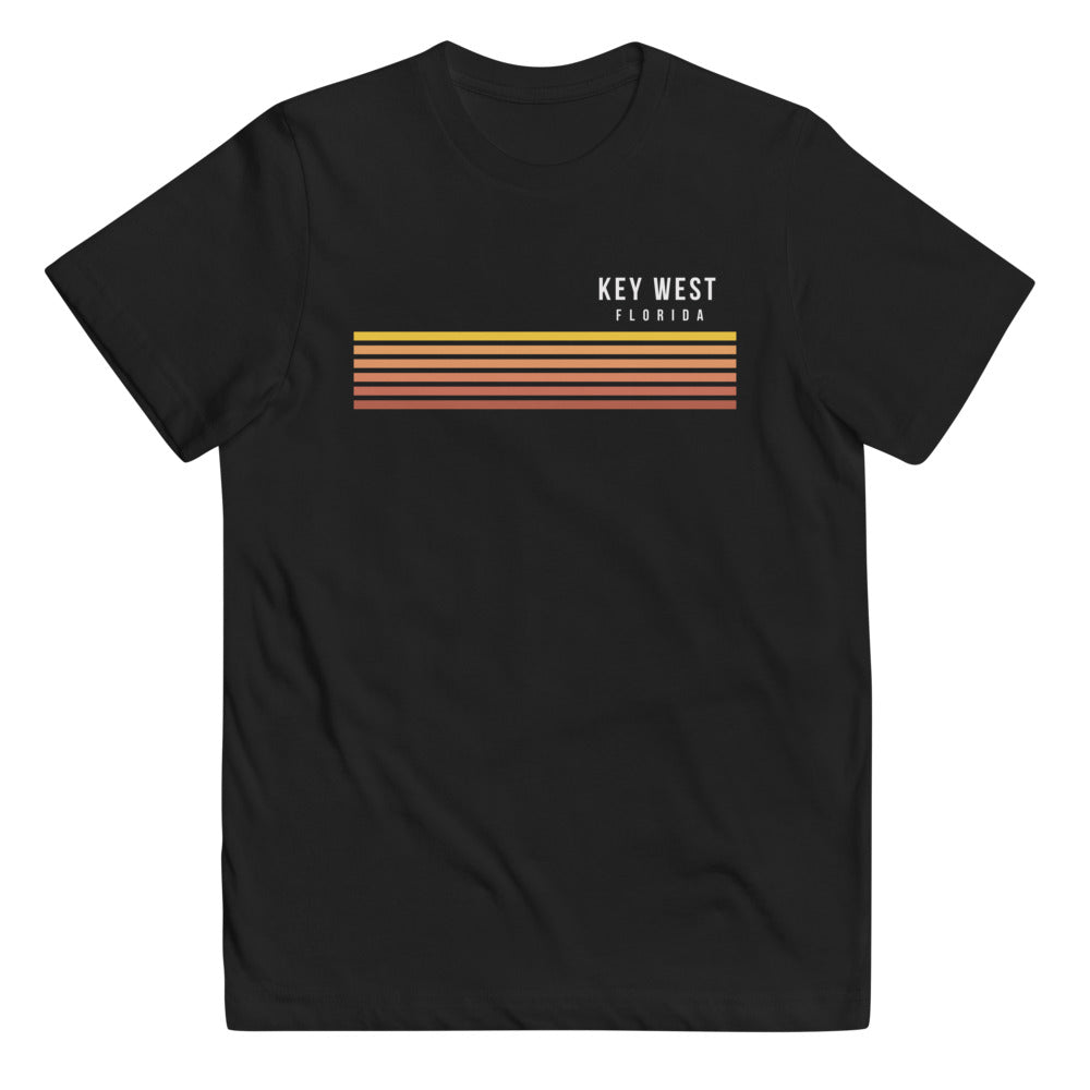 Retro Key West Florida Vacation Stripes Youth Jersey T-Shirt