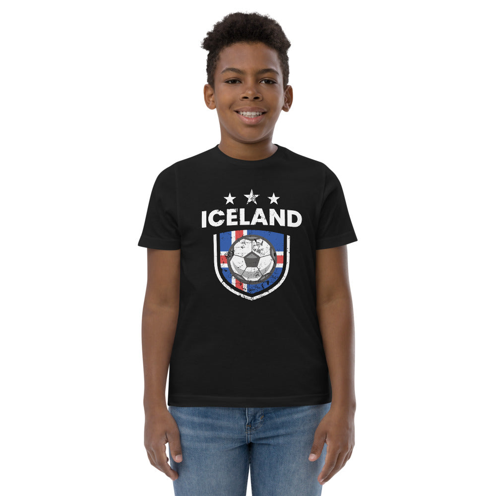 Retro Iceland Soccer Team Football Fan Country Icelandic Flag Youth Jersey T-Shirt