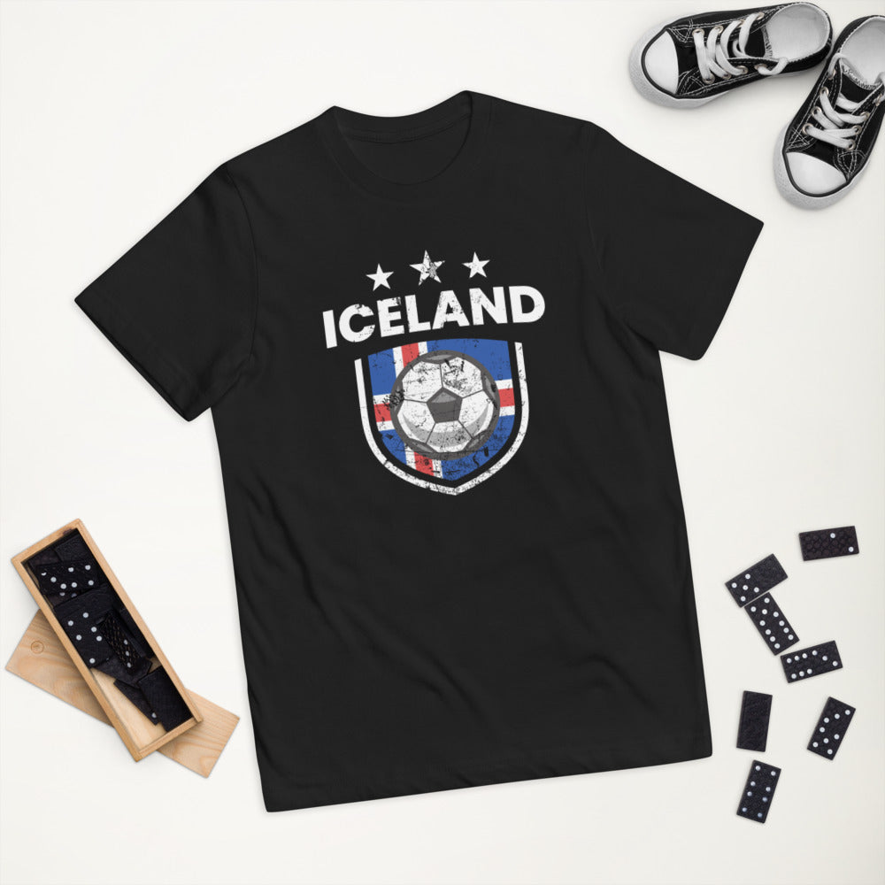 Retro Iceland Soccer Team Football Fan Country Icelandic Flag Youth Jersey T-Shirt