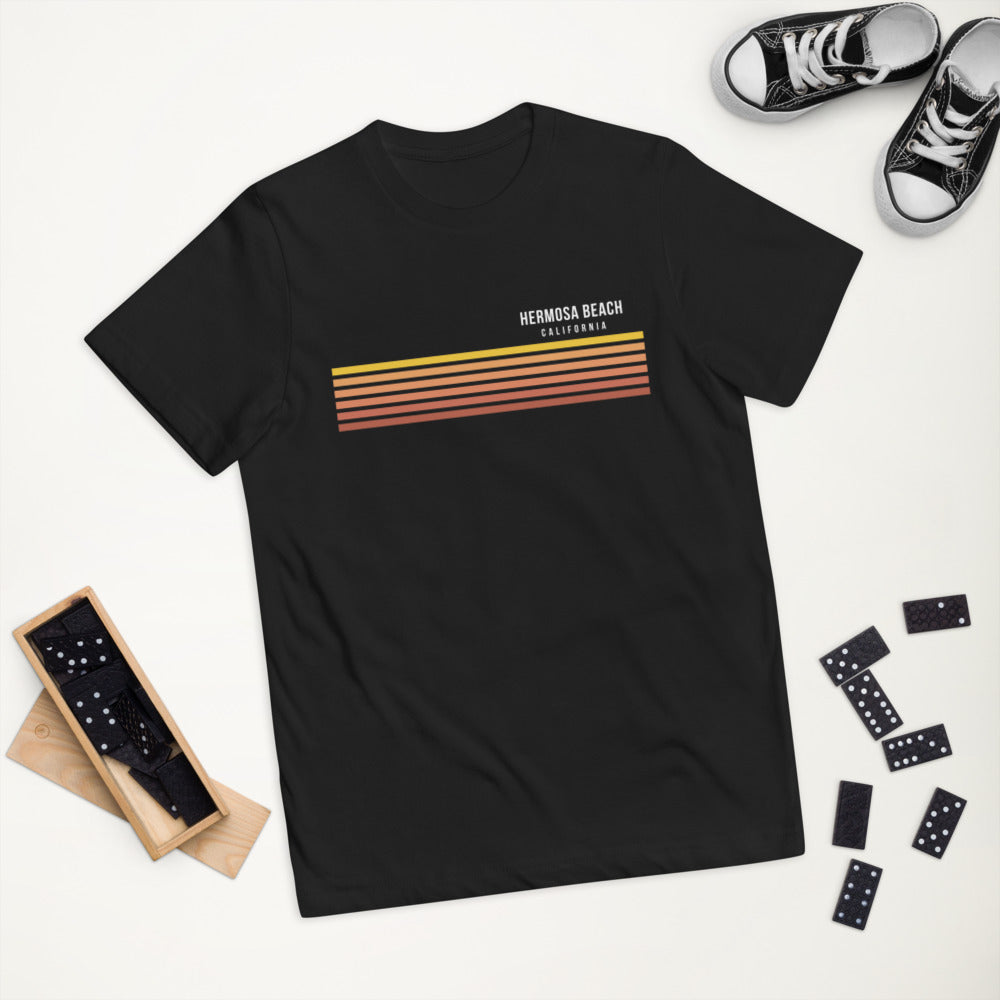 Retro Hermosa Beach California Vacation Stripes Youth Jersey T-Shirt