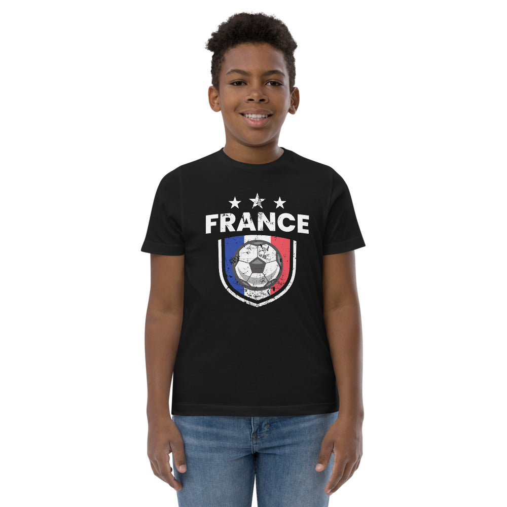 Retro France Soccer Team Football Fan Country French Flag Youth Jersey T-Shirt